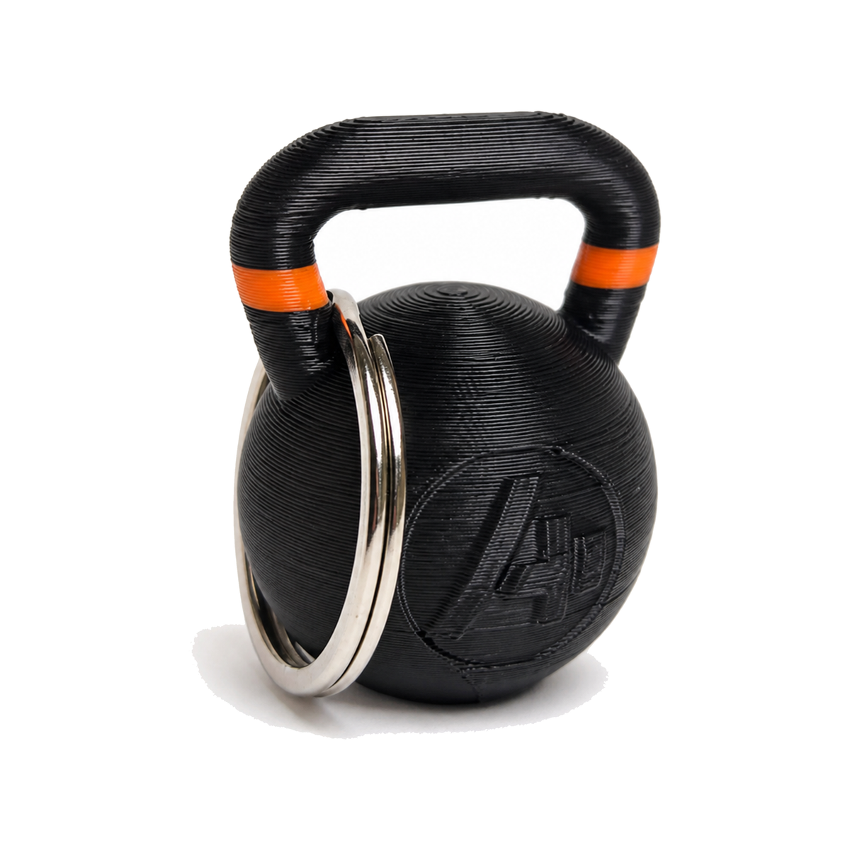 Llavero Kettlebell — Negro (lado logo)