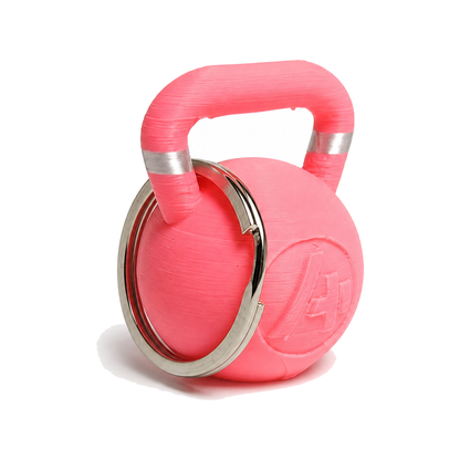 Llavero Kettlebell — Rosado (lado logo)